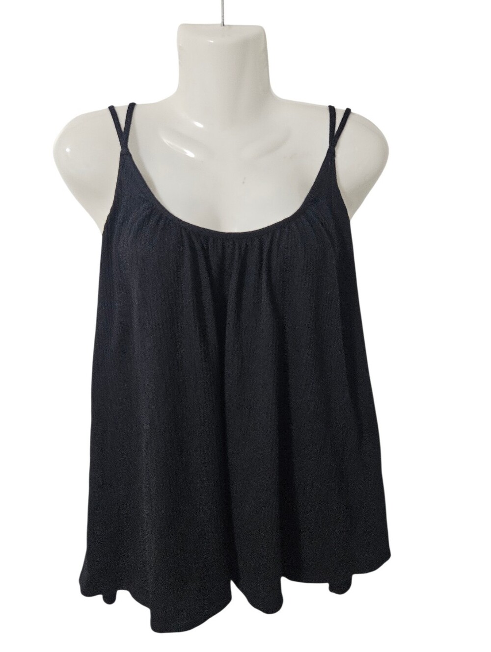 Women's Old Navy XL Cami Tank Top Womens Black Tie Back Crinkle Knit Top